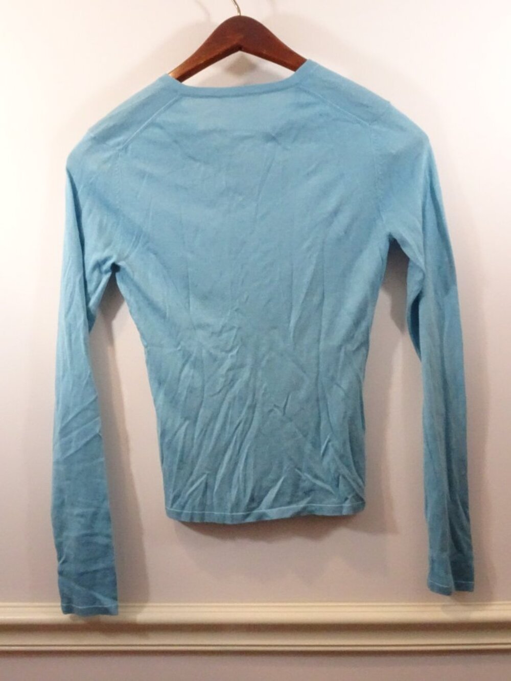 Elie Tahari Colette Silk Cashmere Blend Sweater Size S Turquoise NEW Y2K Slim - Picture 8 of 8